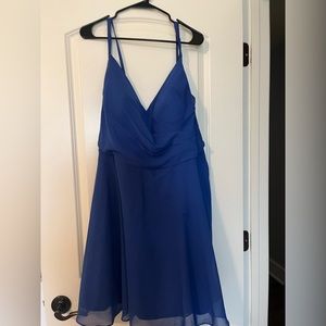 Royal Blue Semi Formal chiffon Dress sleeveless